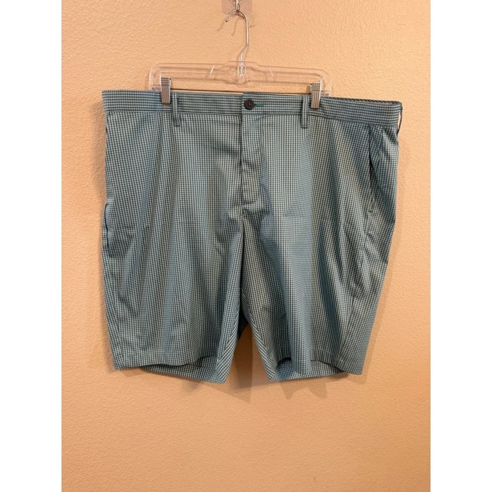 Tommy Bahama Mens Plaid Golf Shorts Size 44 Blue Gingham Stretch Waistband